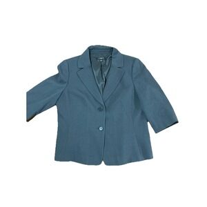 Ann Taylor Blue Suit Jacket Blazer Size 12 Rayon Wool Notch Lapel Two-Button